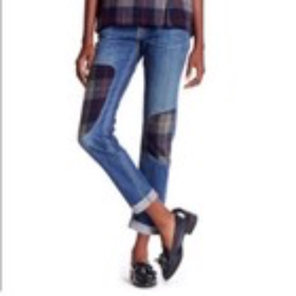 RAG & BONE (Special Edition) = The Dre Theodore Flannel Plaid Patch Jeans